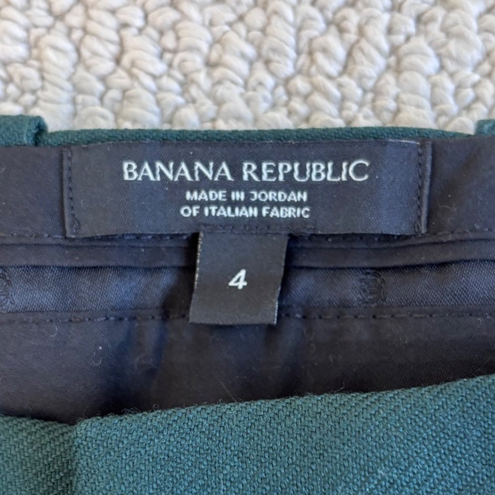 Banana Republic Lido Straight Leg Italian Wool Trouser Green Sz 4 Marzotto mill - Picture 5 of 16